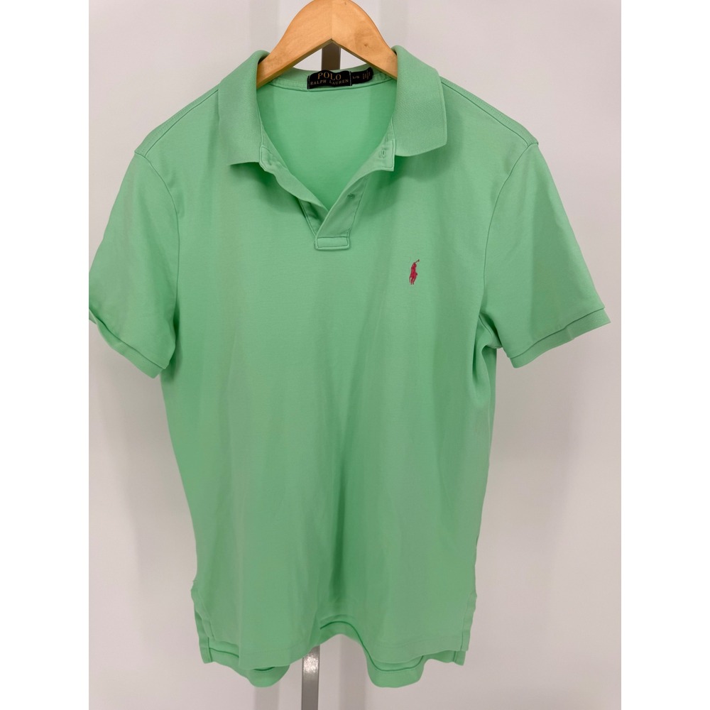 Ralph Lauren Polo Shirt Men's Green‎ Short Sleeve Embroidered Pony Logo Size L G